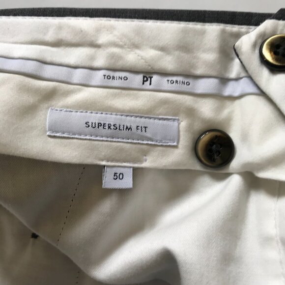 PT Torino Super Slim Pants Trousers Mens 50 34 Charcoal Gray Wool Super 130's - Picture 9 of 15